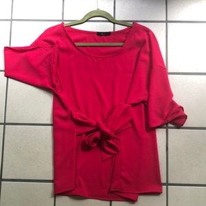 Fuschia Tie Front Top